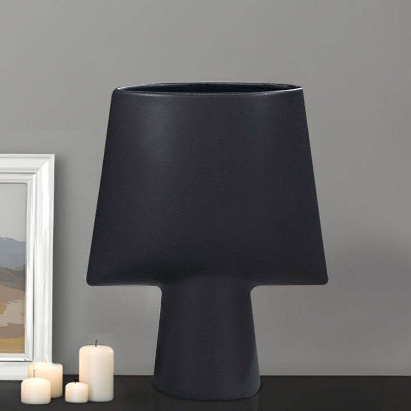 SOGA 2X 21x25.5cm Small Black Geometric Ceramic Vases – Decorative Flower Pots