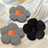 SOGA 2X Black w/ Orange Flower Cushion Shaped for Floor and Sitting Throw Pillow