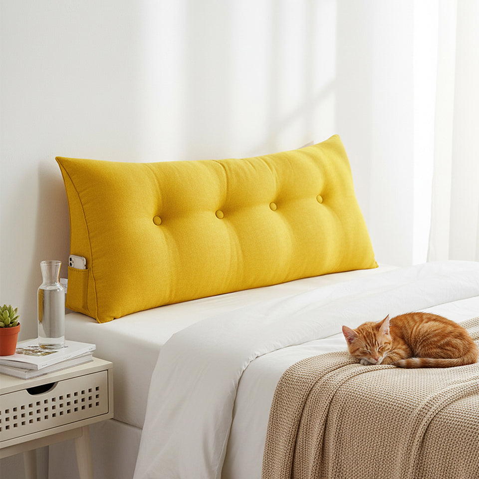 SOGA 120cm Yellow Triangular Wedge Bed Pillow Headboard Backrest Bedside Tatami Cushion Home Decor