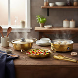 SOGA Kitchenware Bundle – Gold & Yellow Dry Pots and Ramen Pot for Stylish Kitchen Cooking