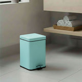 SOGA 2X Foot Pedal Stainless Steel Rubbish Recycling Garbage Waste Trash Bin Square 6L Blue