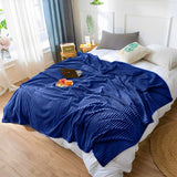 SOGA 2X Blue Throw Blanket Warm Cozy Striped Pattern Thin Flannel Coverlet Fleece Bed Sofa Comforter