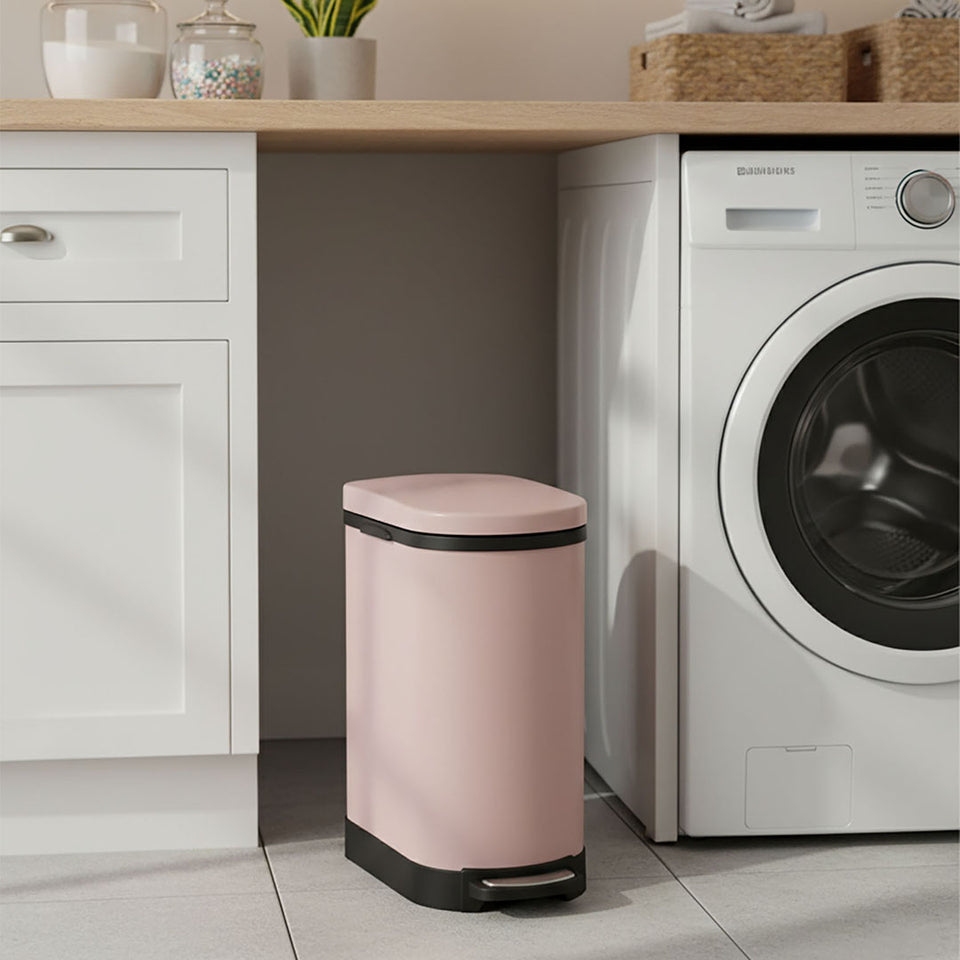 SOGA Foot Pedal Stainless Steel Rubbish Bin U Shape Pink 10L