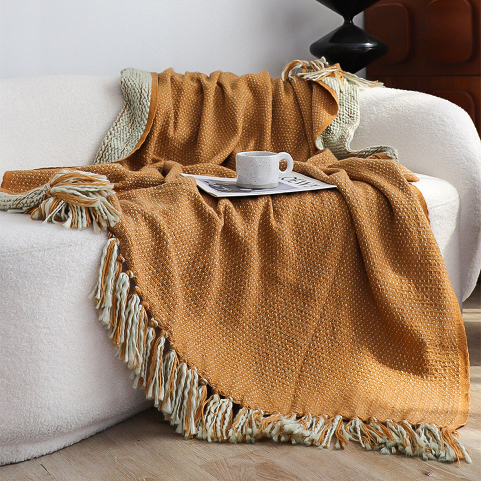 SOGA 2X Mustard Yellow Throw Blanket 127x170cm Soft Acrylic
