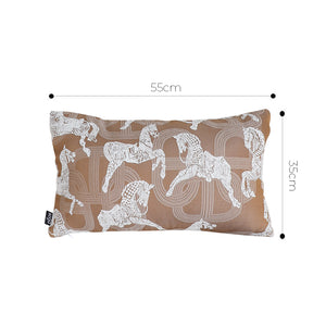 SOGA 2X 35cm Bohemian Camel Brown White Horse Pattern Throw Pillow