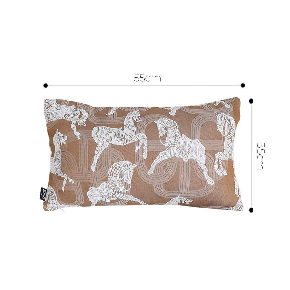 SOGA 2X 35cm Bohemian Camel Brown White Horse Pattern Throw Pillow