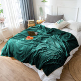 SOGA 2X Dark GreenThrow Blanket Warm Cozy Striped Pattern Thin Flannel Coverlet Fleece Bed Sofa Comforter