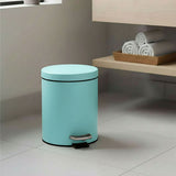 SOGA 2X Foot Pedal Stainless Steel Round Trash Bin Blue 7L