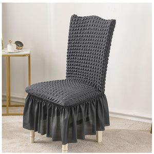 SOGA 2X Dark Grey Chair Cover Seat Protector with Ruffle Skirt Stretch Slipcover Wedding Party Home Decor