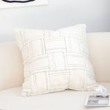 SOGA 2X 45cm Bohemian Cream Tufted Grid Pattern Decorative Throw Pillow