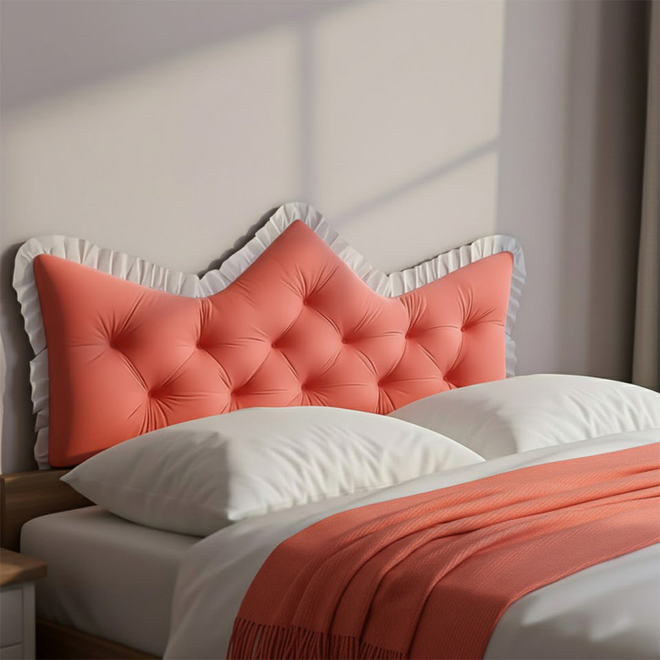 SOGA Home & Living Bundle – Pink Tufted Crown Pillow & Orange Acrylic Knitted Throw Blanket
