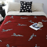 SOGA Wine red Zebra Print Throw Blanket 130x180cm Acrylic