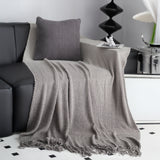 SOGA 2X 127x170cm Star Grey Blanket – Gradient Tassel Throw for Cozy Home Comfort