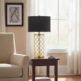SOGA 4X Golden Hollowed Out Base Table Lamp with Dark Shade
