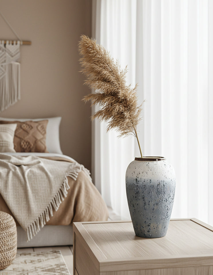 SOGA 30x19cm White and Grey Medium Ceramic Flower Vase Elegant Living Room Home Decor