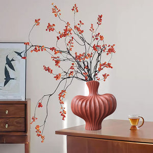 SOGA 2X 25X24cm Ornament Matte Red Small Vases Countertop Decoration Accessories Porch Crafts Home Decor