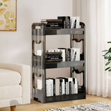 SOGA 2X 38x24cm Black 3 Tier Bookshelf & Cosmetic Storage Organizer Trolley Rack