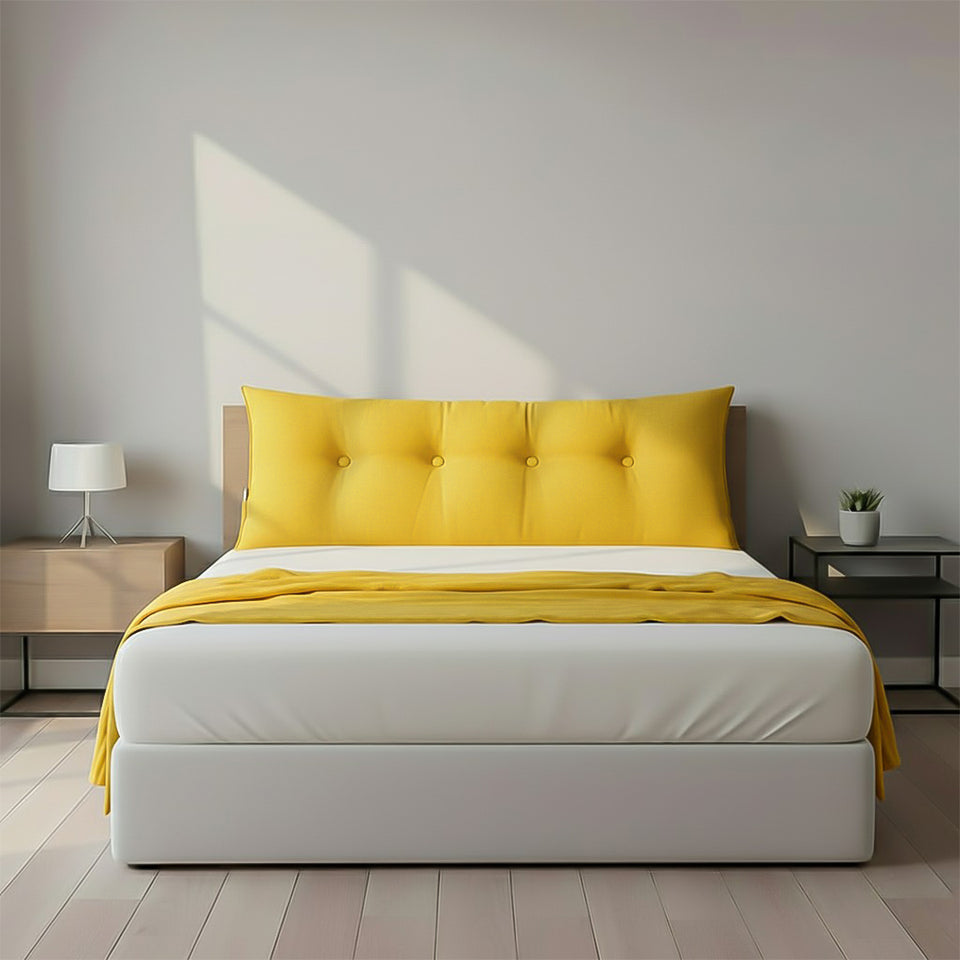SOGA Home & Living Bundle – Yellow Triangular Wedge Pillow & Yellow Striped Flannel Throw