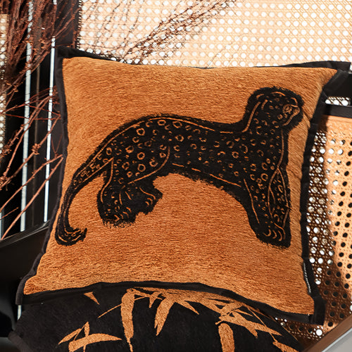 SOGA 2X 45cm Stylish Golden Yellow Black Leopard Pattern Throw Pillow