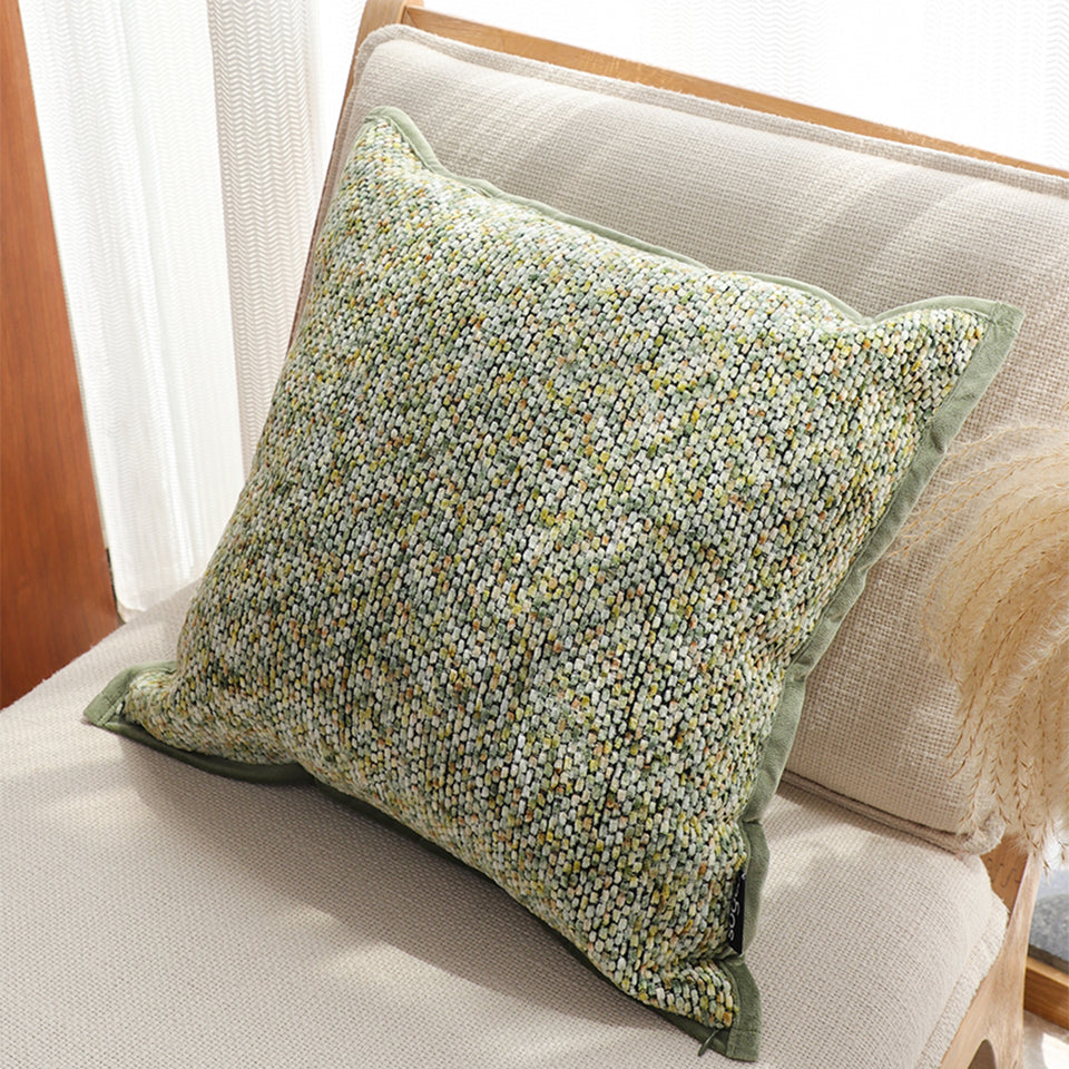 SOGA Woven Cushion 45cm Green Yellow Multi-Color Textured Decorative Throw Pillow