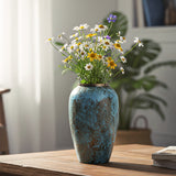SOGA 30x19cm Light Blue Medium Ceramic Flower Vase Elegant Living Room Home Decor