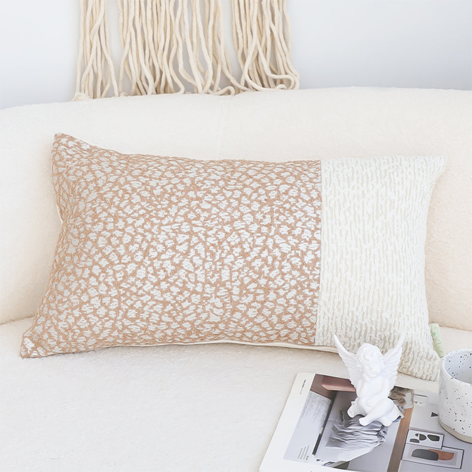 SOGA 35cm Contemporary Beige Two-Tone Block Design Throw Pillow