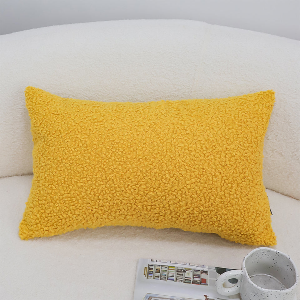 SOGA Boucle Textured Cushion 30x50cm Mustard Yellow Soft Cozy Decorative Throw Pillow