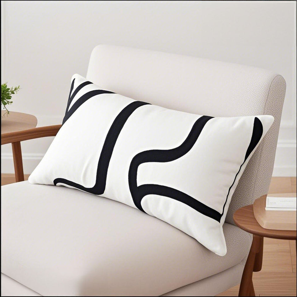 SOGA 30cm Rectangular Modern Minimalist Black Letter Print Decorative Throw Pillow