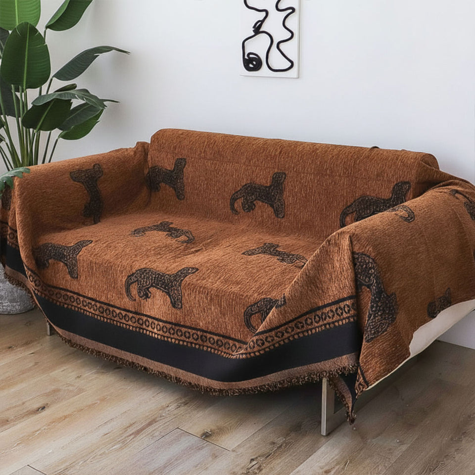 SOGA Two-seater Brown Sofa Cover Leopard Print 180x260cm Polyester