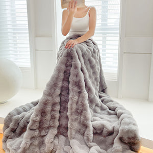 SOGA 200cm Grey Fur Fuzzy Super Soft and Cozy Fluffy Throw Blanket