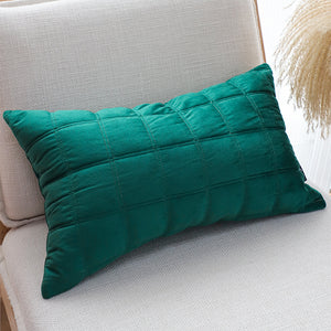 SOGA 2X 30cm Green Velvet Quilted Grid Pattern Decorative Throw Pillow