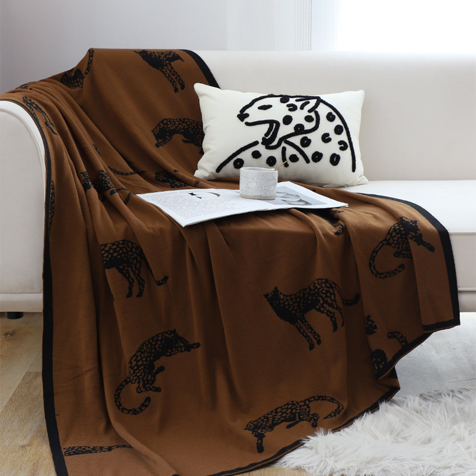 SOGA 2X Black Brown Animal Print Throw Blanket 130x180cm Polyester
