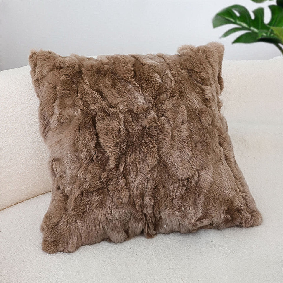 SOGA 50cm Luxurious Taupe Faux Fur Plush Textured Throw Pillow