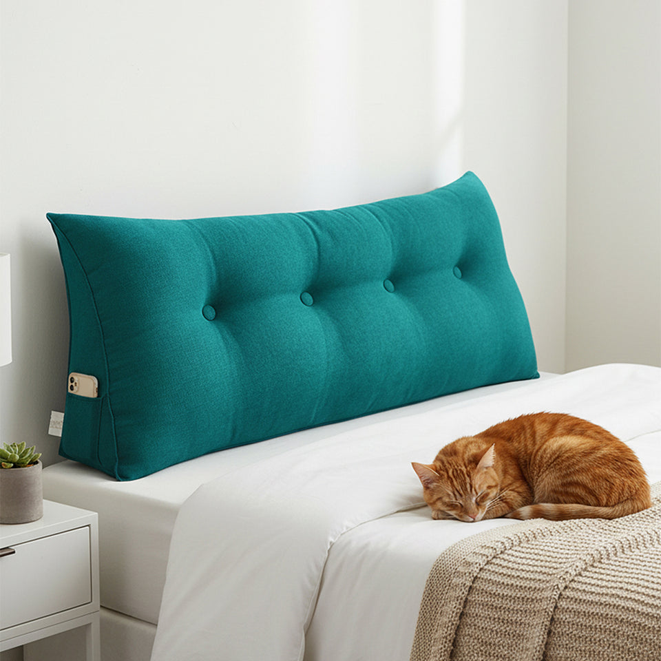 SOGA 120cm Blue Green Triangular Wedge Bed Pillow Headboard Backrest Bedside Tatami Cushion Home Decor