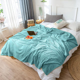 SOGA 2X Sky Blue Throw Blanket Warm Cozy Striped Pattern Thin Flannel Coverlet Fleece Bed Sofa Comforter