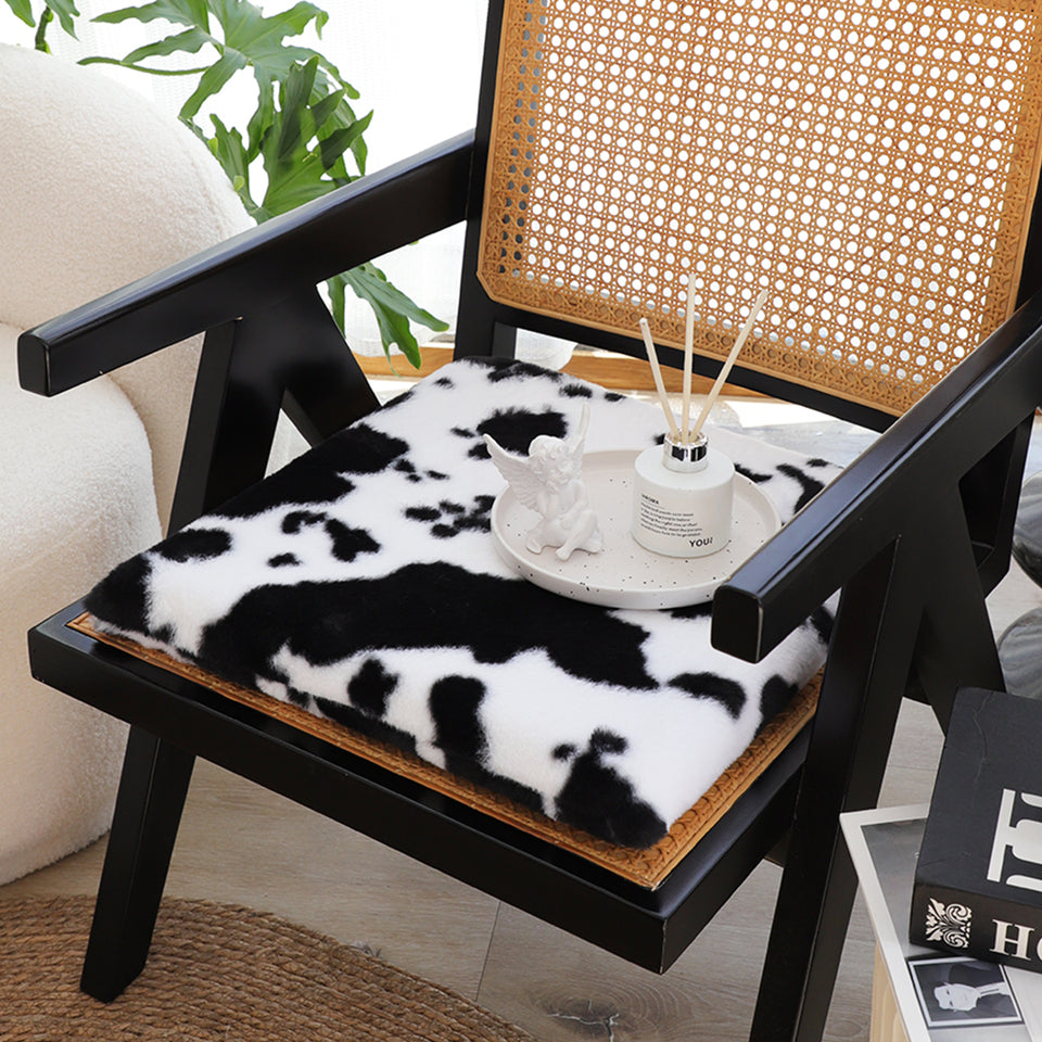 SOGA 2X Black Cow Print Square Cushion Soft Leaning Plush Backrest Throw Seat Pillow