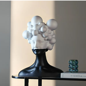 SOGA 30cm Bubble Head Sculpture – Black & White Resin Art for Decor