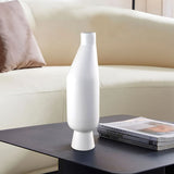 SOGA 2X 14x52cm Ornament White Minimalist Vases with Narrow Neck Rounded Body for Modern Home Decor