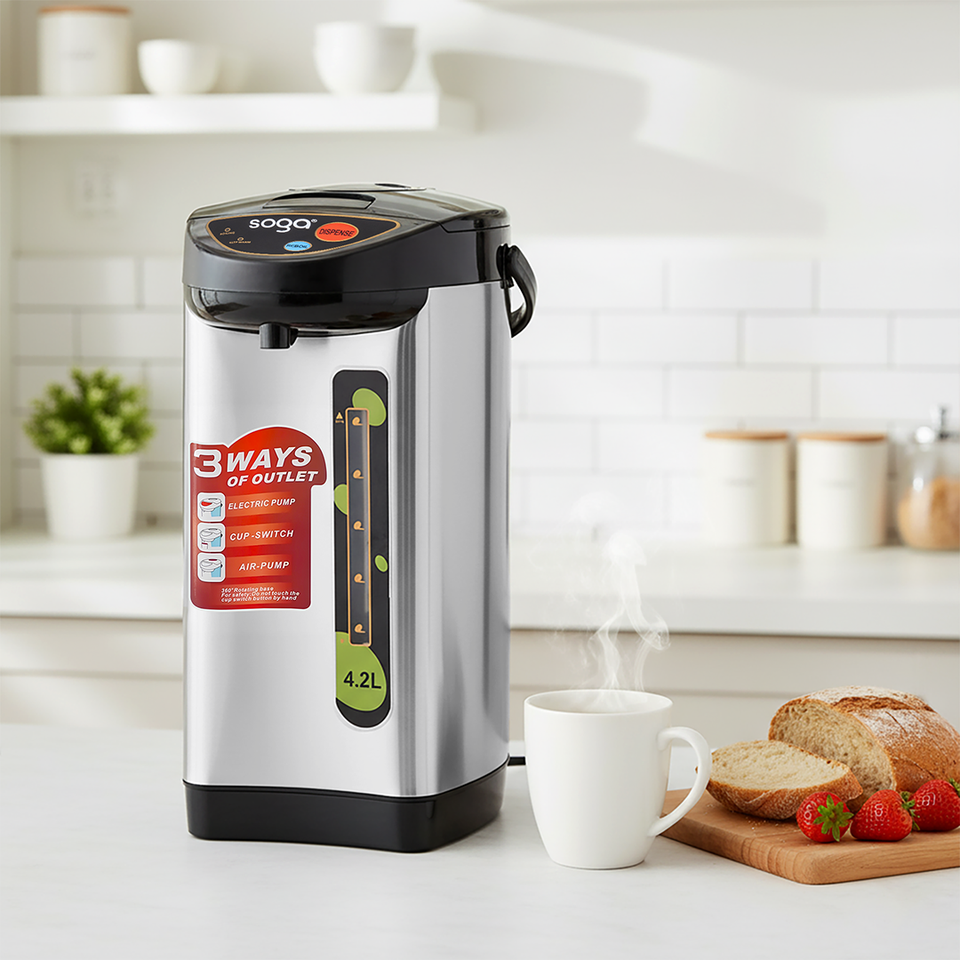 SOGA 2X 4.2L Silver Electric Kettle Water Boiler 3 Dispensing Modes Keep Warm