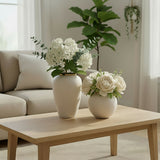 SOGA Home & Living Bundle – Plain White Ceramic Flower Vases for Elegant Living Room Decor