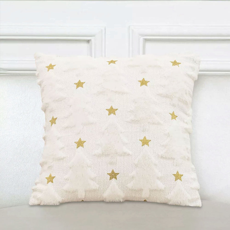 SOGA 45cm Celestial Cream Textured Gold Star Pattern Throw Pillow