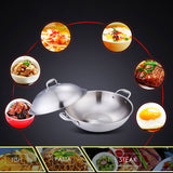 SOGA 2X 3-Ply 42cm Stainless Steel Double Handle Wok Frying Fry Pan Skillet with Lid