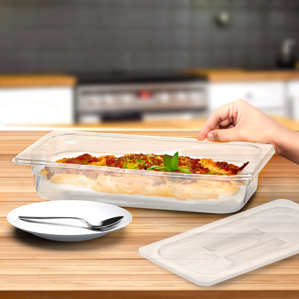 SOGA 4-Pack 65mm Clear Gastronorm GN Pan 1/3 Food Tray Storage with Lid