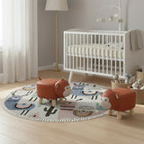 SOGA Home & Living Bundle – 2 Orange Monkey Children’s Ottoman & Alpaca Cactus Pattern Rug