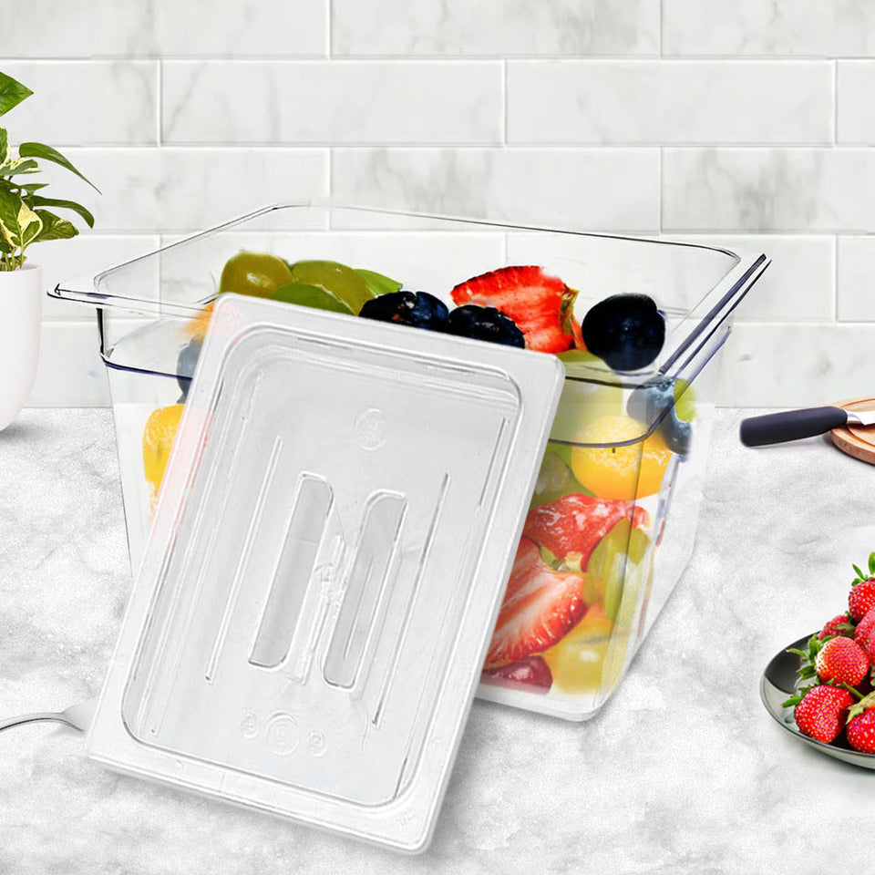SOGA 6-Pack 200mm Clear Gastronorm 1/2 GN Pans with Lids