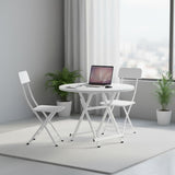 SOGA Home & Living Bundle – White Folding Dining Table & 2 Foldable Chairs for Home Decor