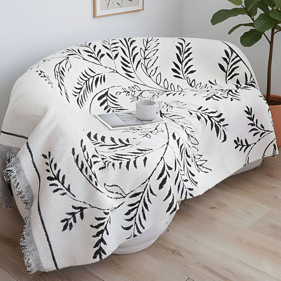 SOGA One-seater White Sofa Cover Leaf Print 130x180cm Polyester