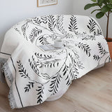 SOGA One-seater White Sofa Cover Leaf Print 130x180cm Polyester