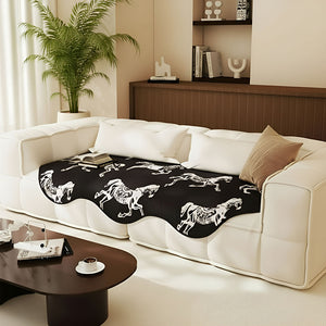 SOGA Three-Seater Black Horse Print 90x210cm Throw Blanket Sofa Cover