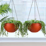 SOGA 2X Red Large Hanging Resin Flower Pot Self Watering Basket Planter